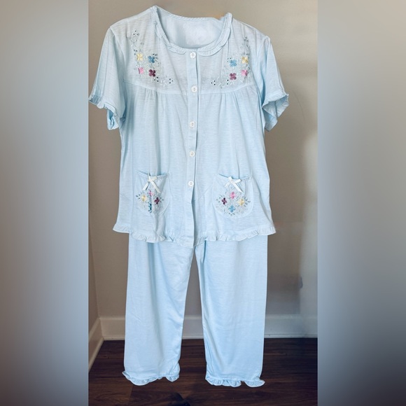New Shangrila Cotton Pajama Set – Light Blue Embroidered | Size XL 💙 - Picture 8 of 11